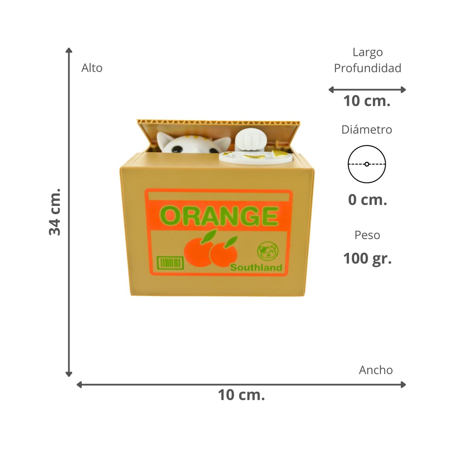 Alcancía Hucha De Gato Electrónica Roba Monedas Caja Orange