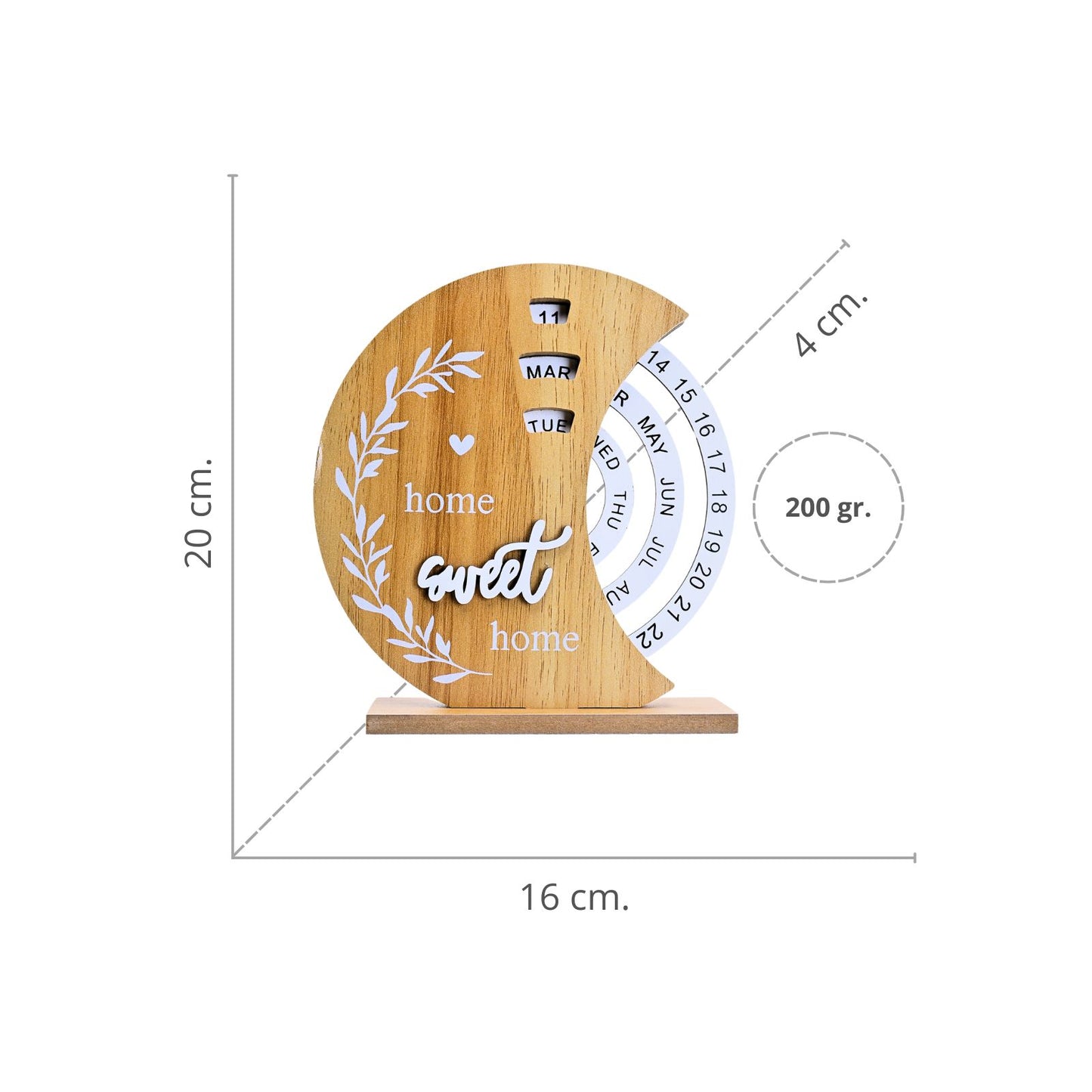 Calendario Eterno De Madera Giratorio Decorativo Luna