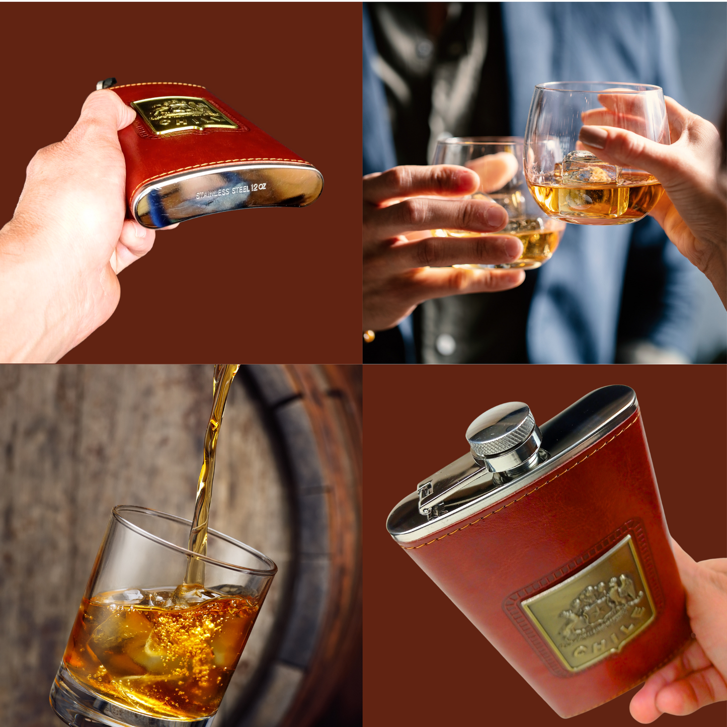 Licorera Petaca Acero Inoxidable 235 Ml Escudo De Chile