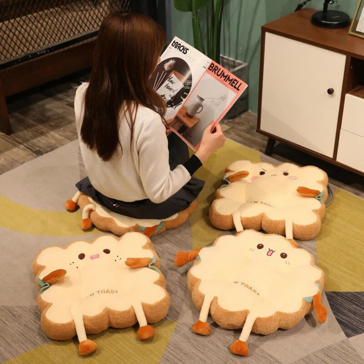 Cojín Para Silla Tostada Kawaii Redondo