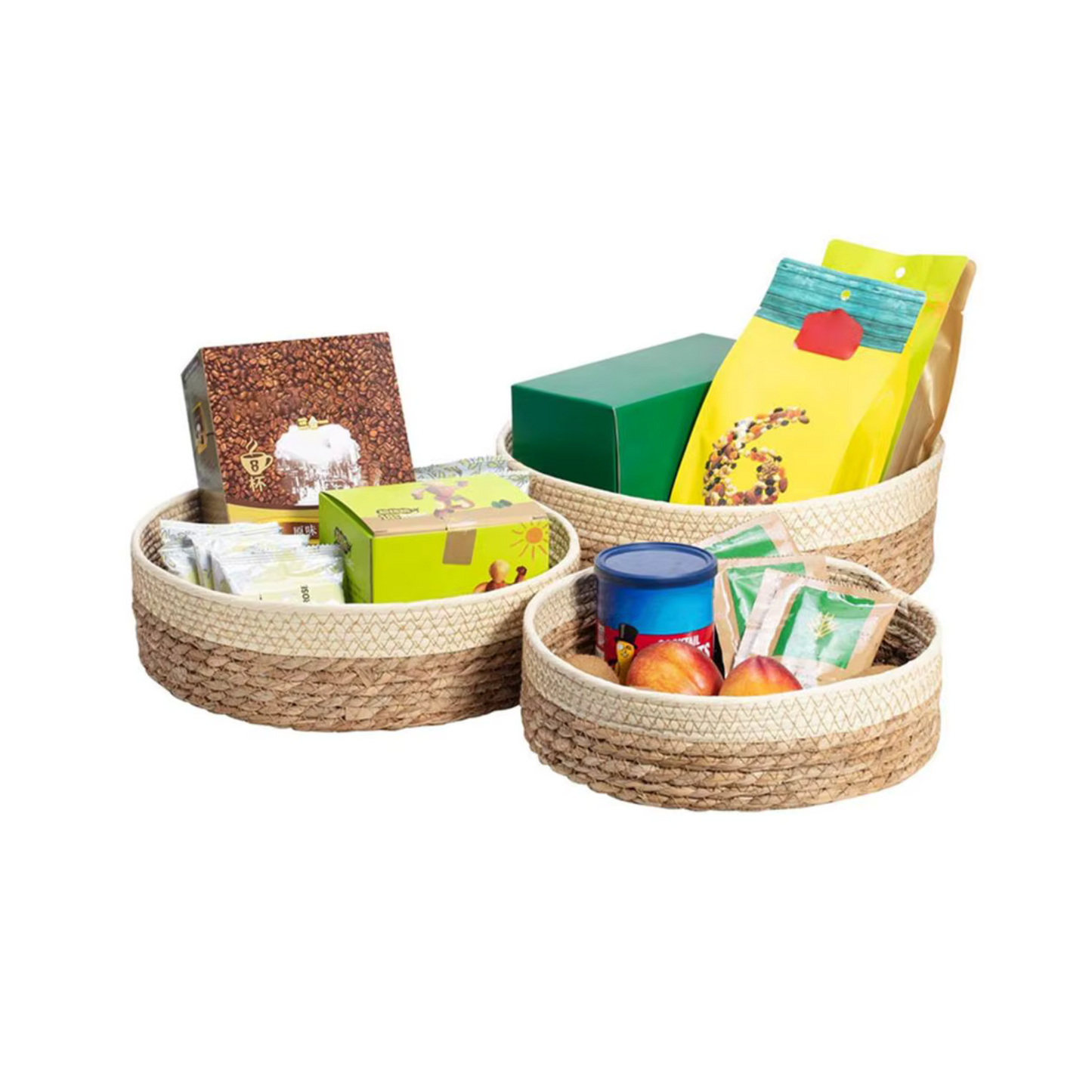 Organizador Decorativo Redondo de Rattan Marrón 26 x 26 cm