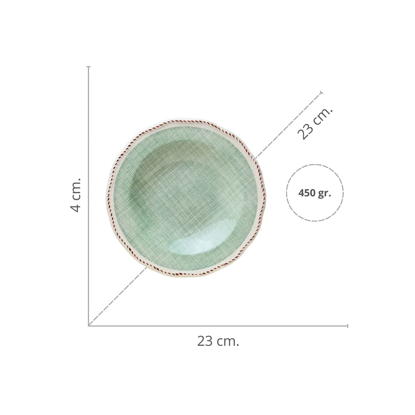 Plato de Sopa Cerámica Esmaltada Diseño Tartán Verde