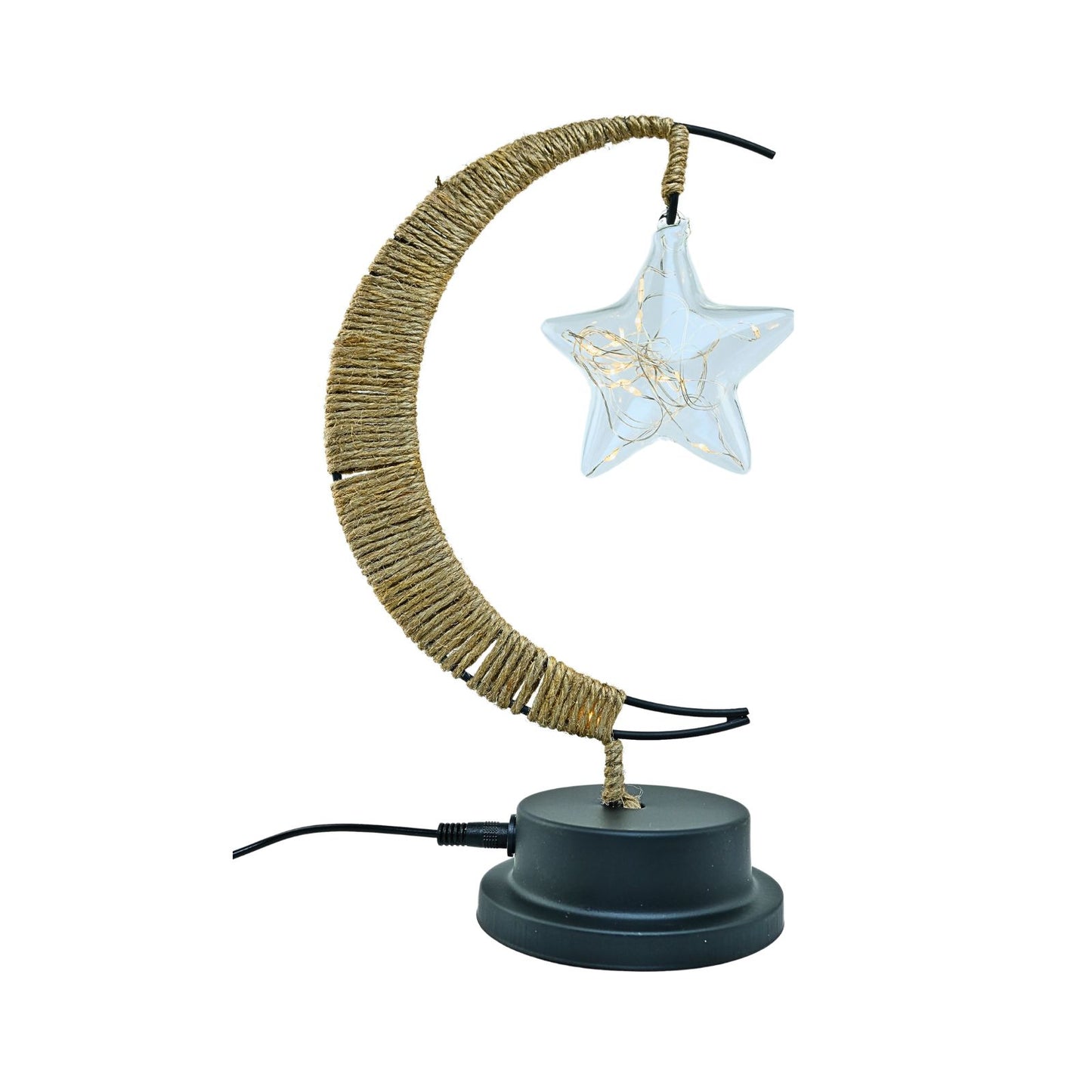 Lámpara LED Media Luna con Cáñamo y Colgante Estrella