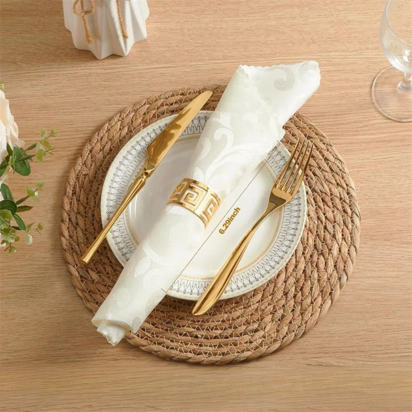 Individual Redondo de Rattan Fibras Naturales Tejido a Mano