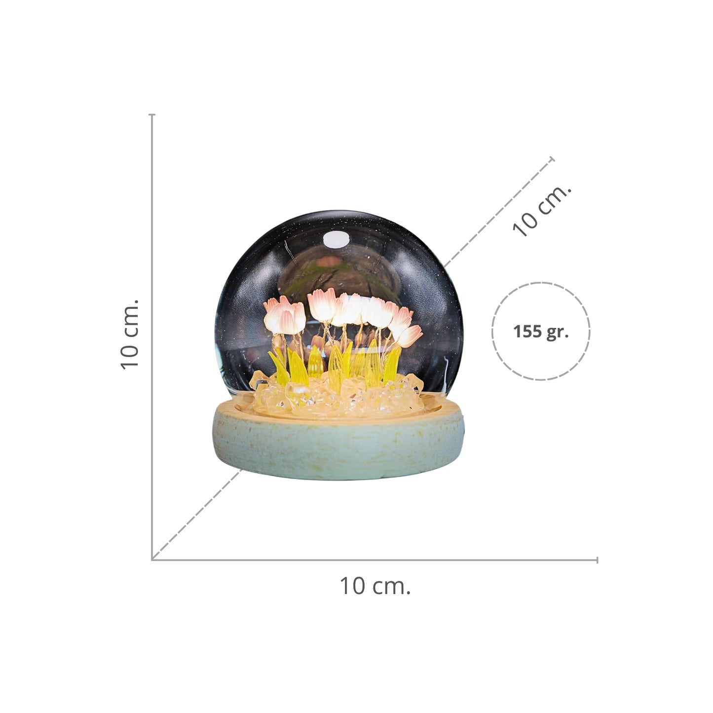 Lámpara LED Decorativa Tulipán en Cúpula de Vidrio