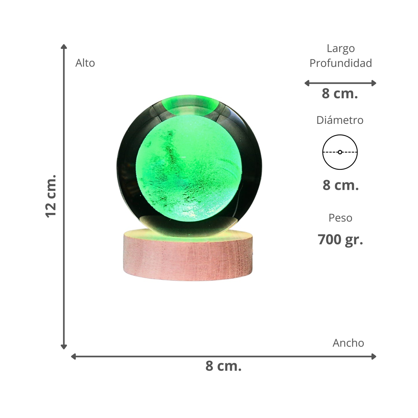Lampara Bola De Cristal LED RGB Colores Luna