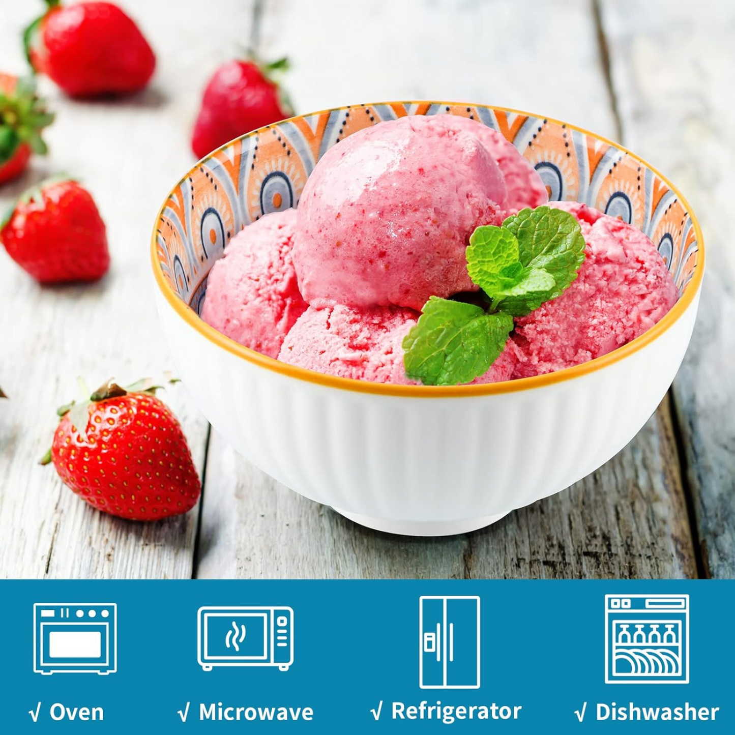 Set 4 Bowl Cuencos Cerámicos 300 Ml Estilo Bohemio