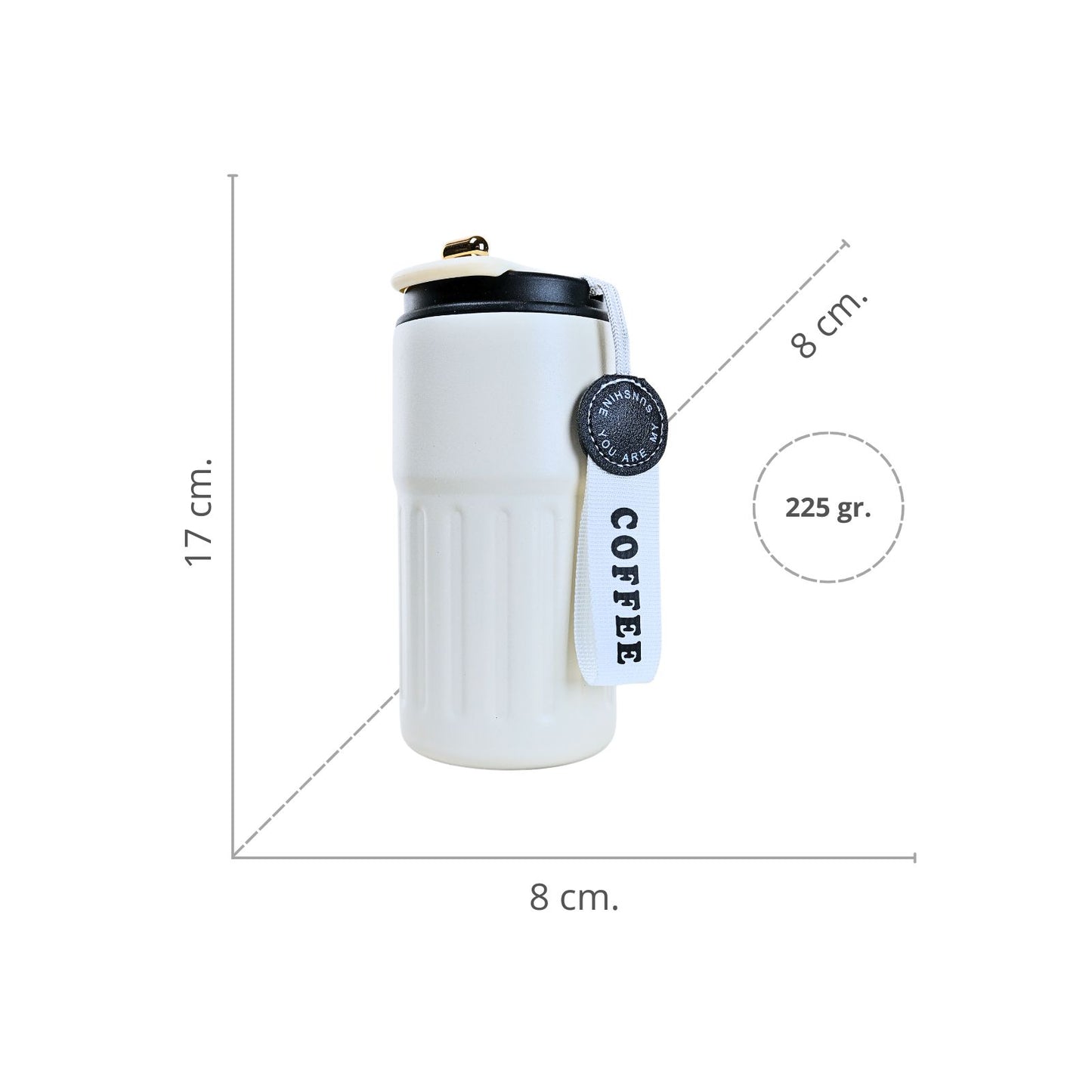 Vaso Térmico de Acero Inoxidable Termómetro 460 ml Negro