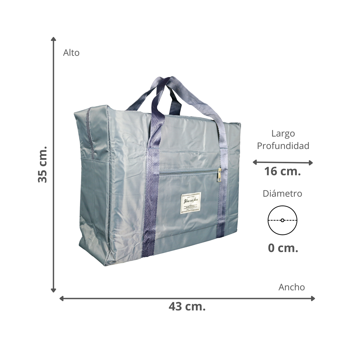 Bolso Playero Para Viajes Impermeable Tela Oxford Gris