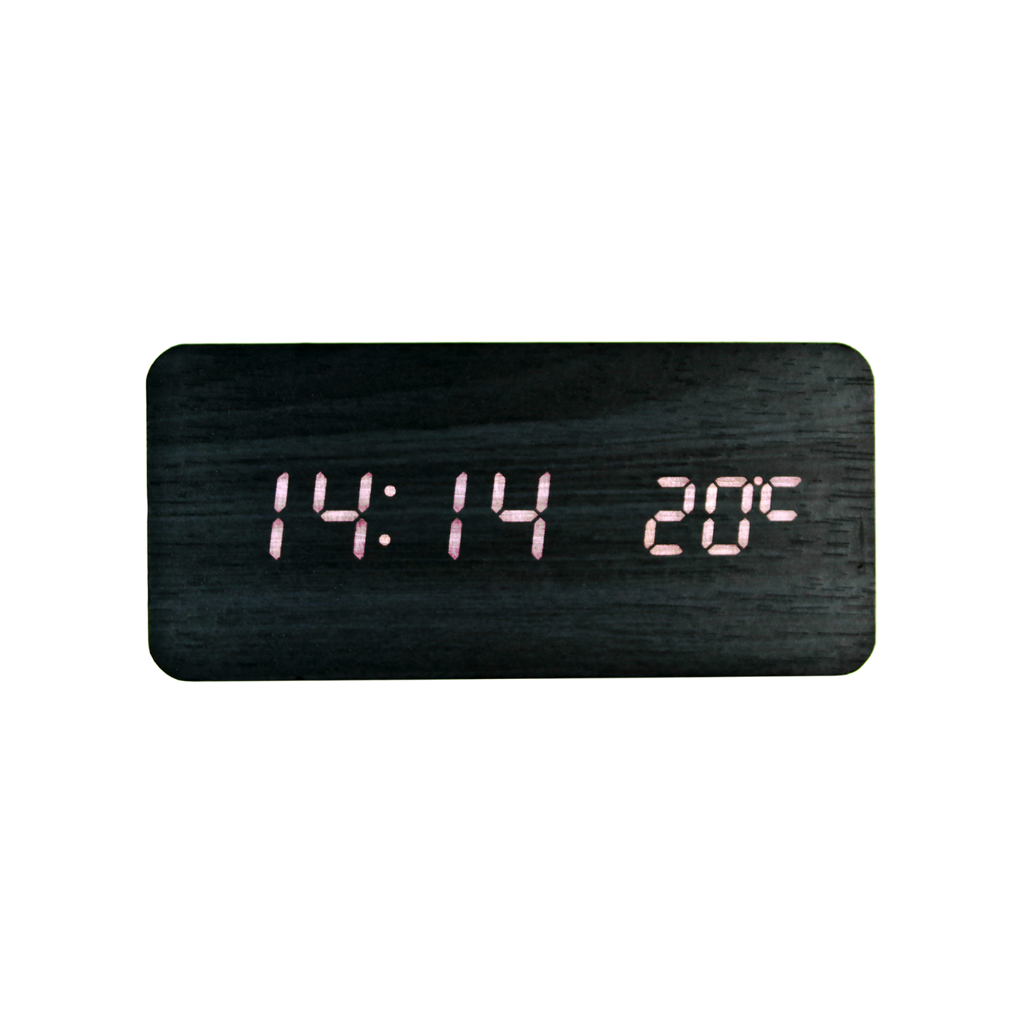 Reloj Digital LED Tipo Madera Zen Negro