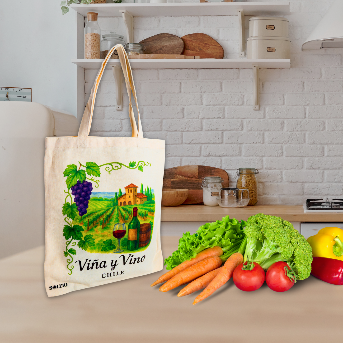 Bolsa De Lona Ecológica Reutilizable Viña y Vinos