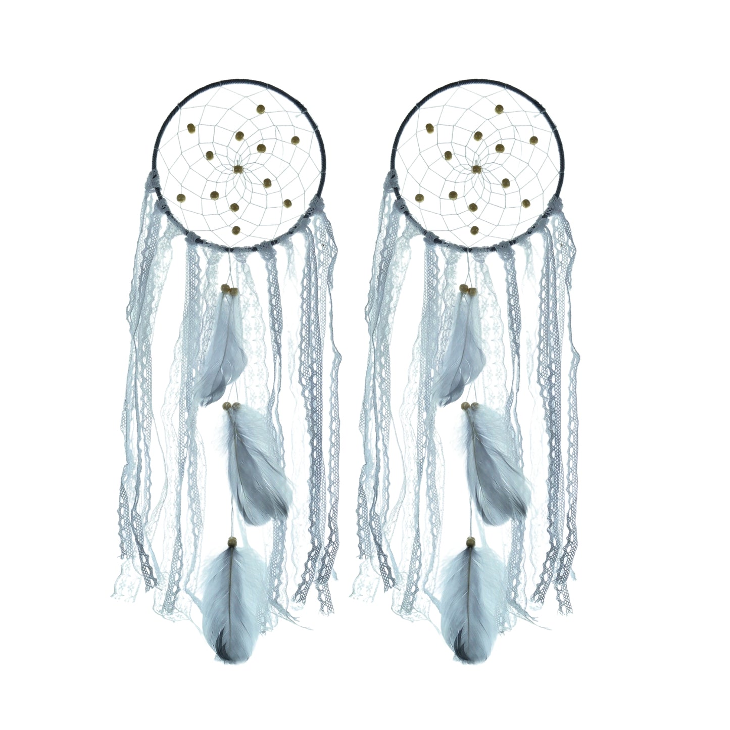 Atrapasueños Decoración Colgante Con Plumas 5 Unidades Gris
