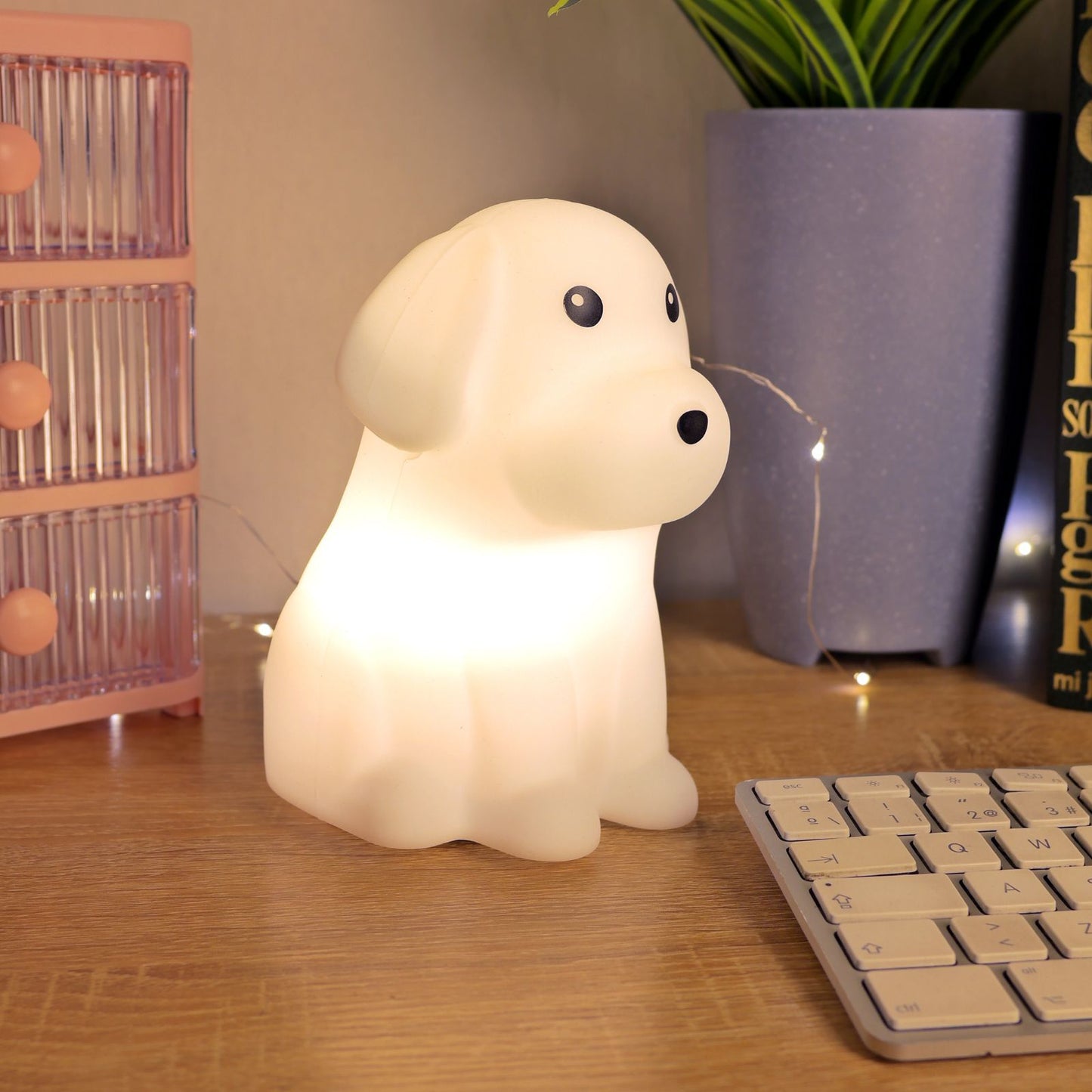 Lámpara de Noche de Silicona LED RGB Squishy Perrito