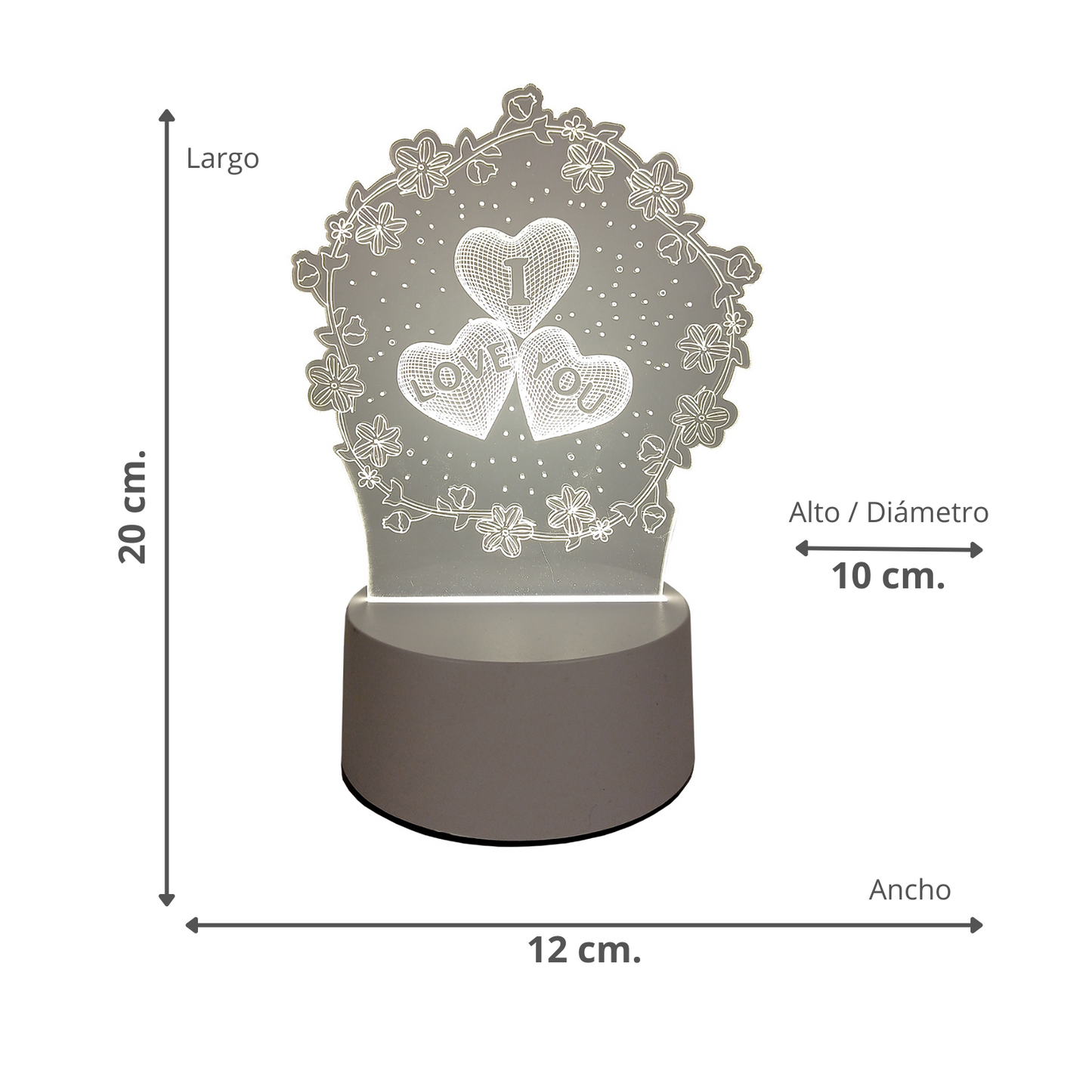 Lámpara LED De Mesa 3D USB Luz I Love You