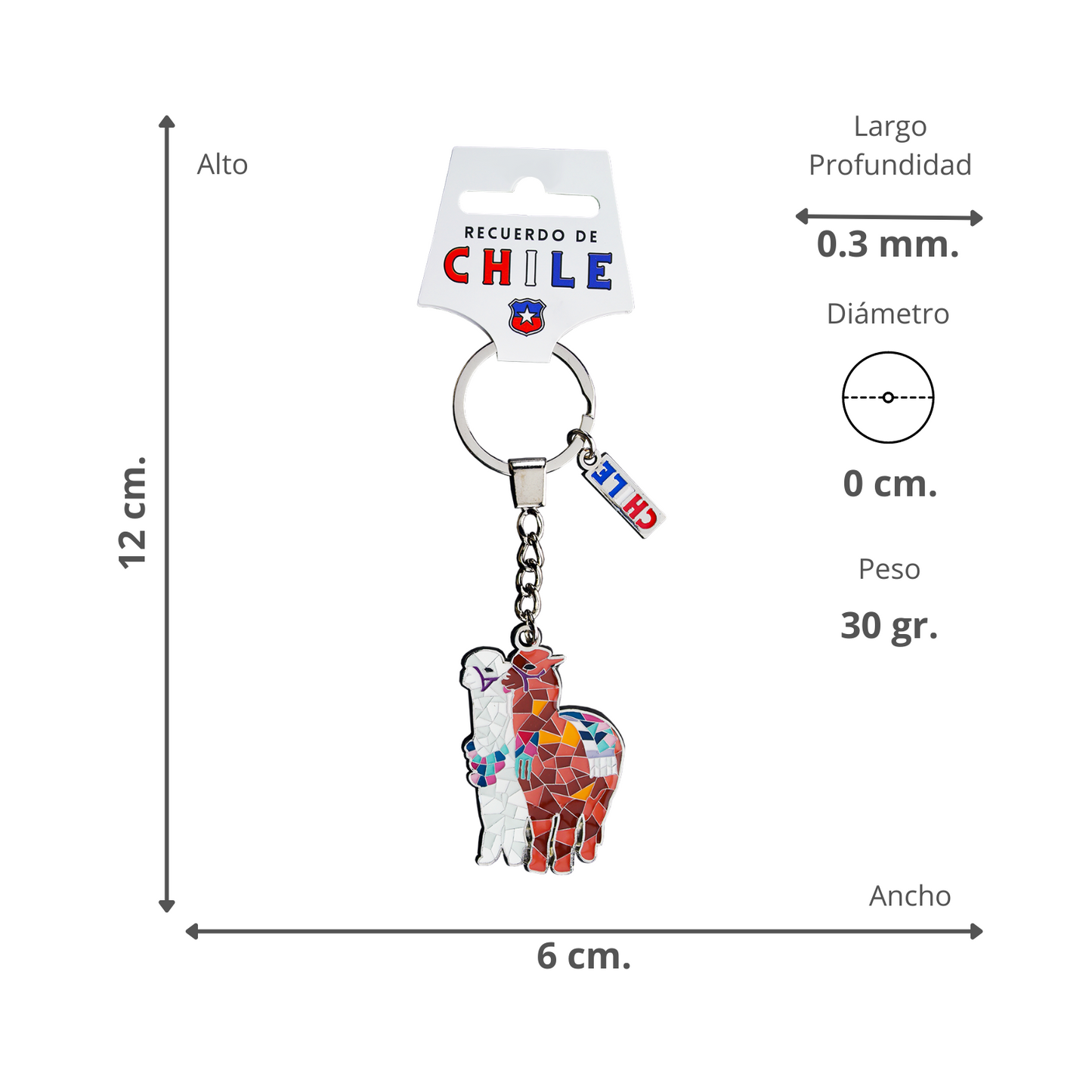 Llavero Metálico Mosaico Llamas