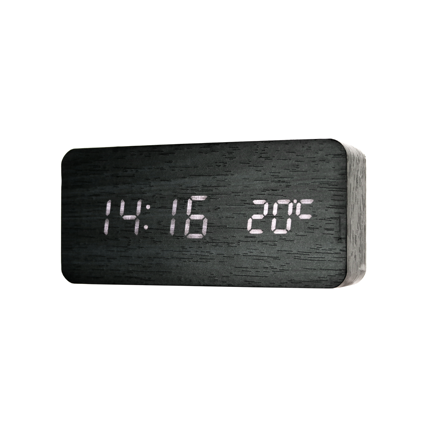 Reloj Digital LED Tipo Madera Zen Negro