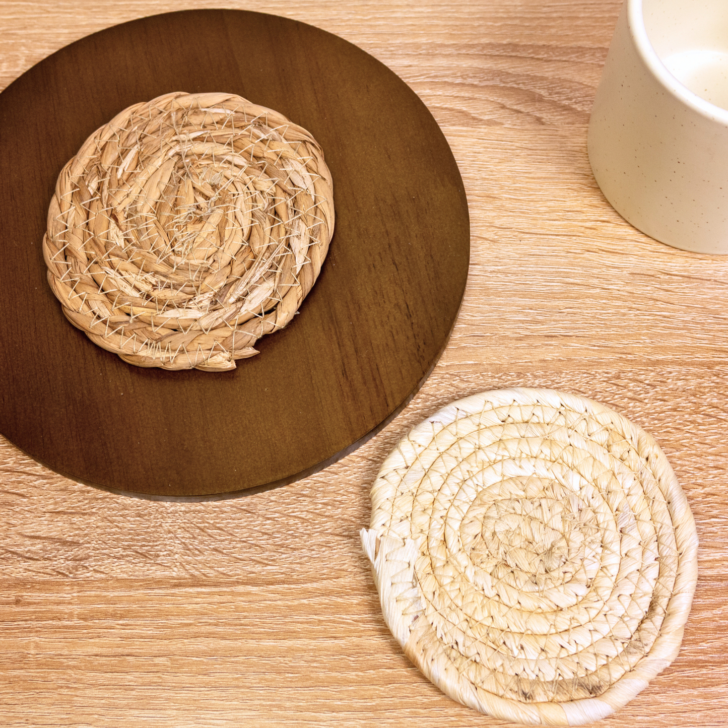 Posavasos de Rattan Estilo Rústico y Natural Beige