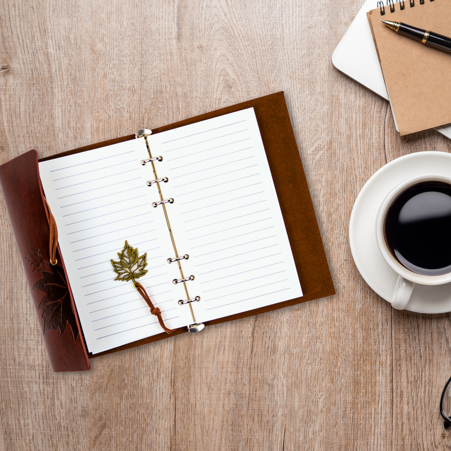 Agenda Con Tapa de Ecocuero Tamaño A6 Diseño Vintage Café