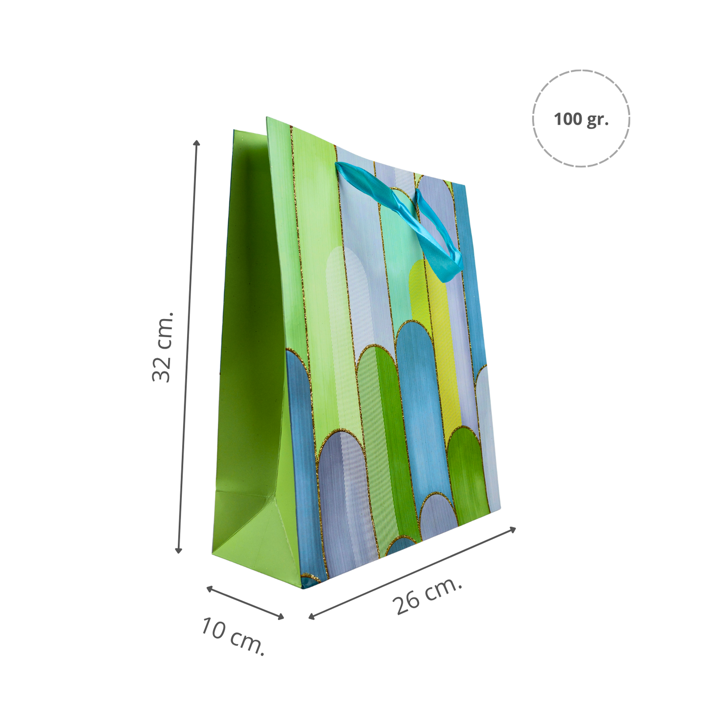 Bolsa de Regalo 32 X 26 X 10 CM Arcos Verde