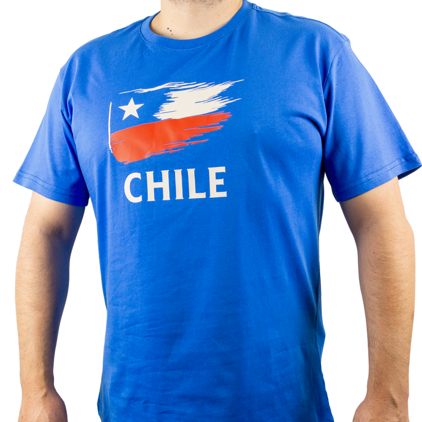 Polera de Algodón Unisex Souvenir de Chile Talla L Azul
