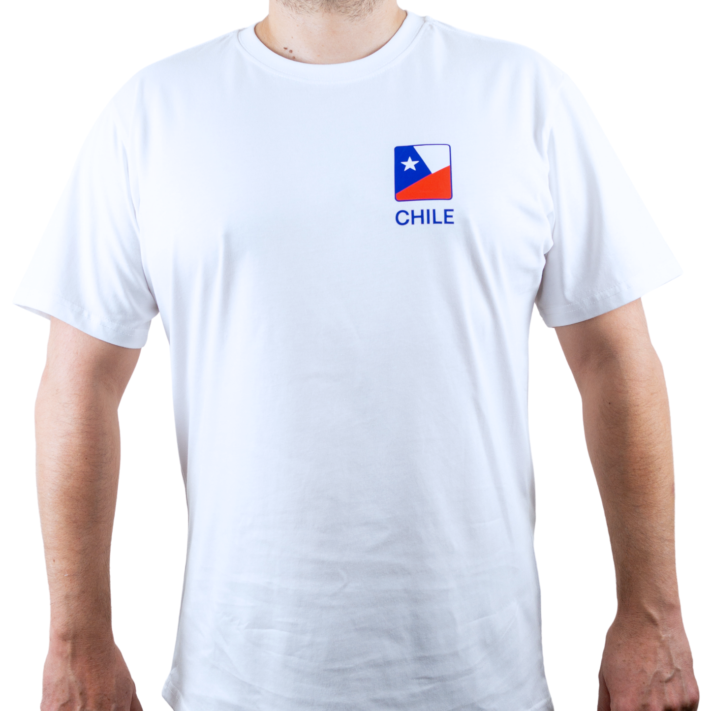 Polera de Algodón Unisex Souvenir de Chile Talla M Blanco