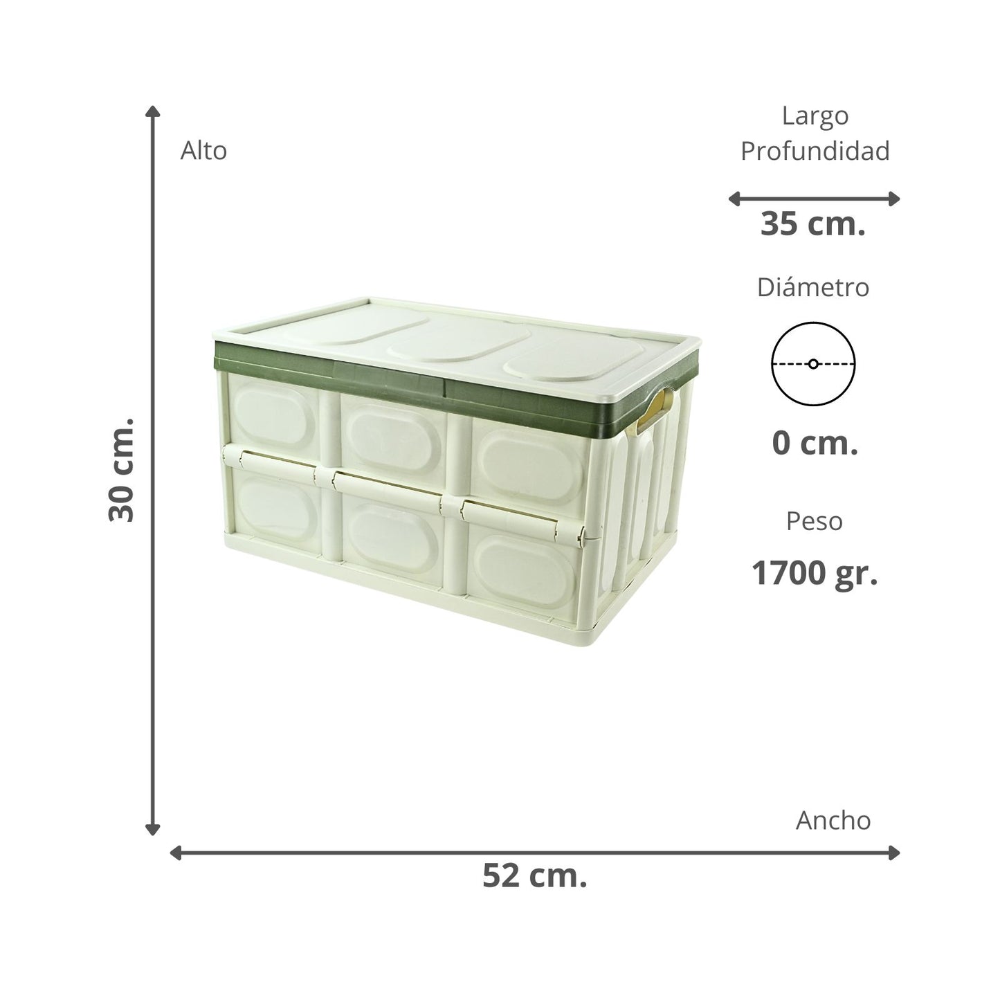 Caja Organizadora Plegable 30 Litros Verde