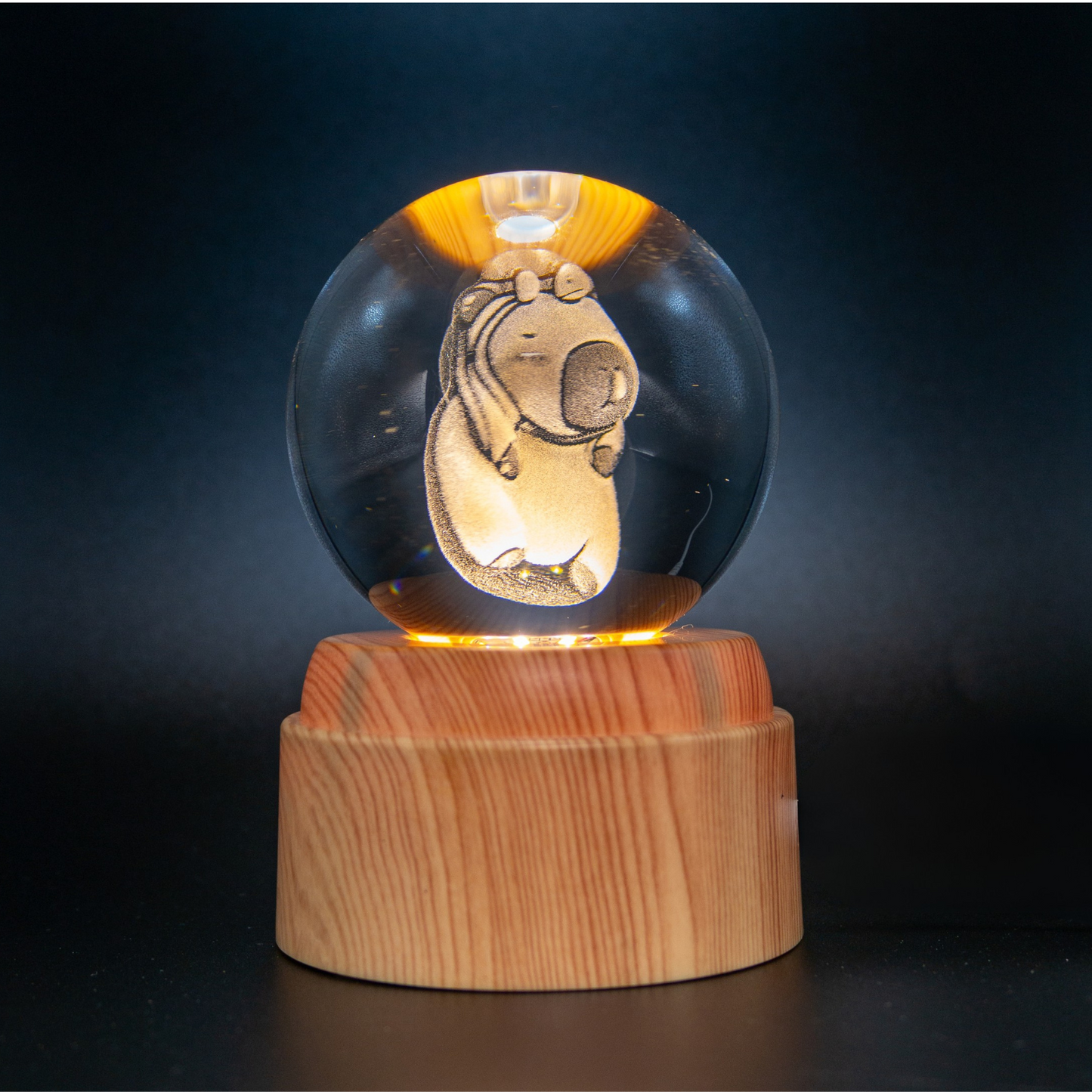 Lámpara Bola de Cristal LED Giratoria Capybara Tortuga
