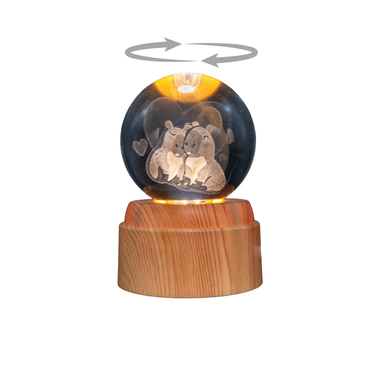 Lámpara Bola de Cristal LED Giratoria Capybara Pareja