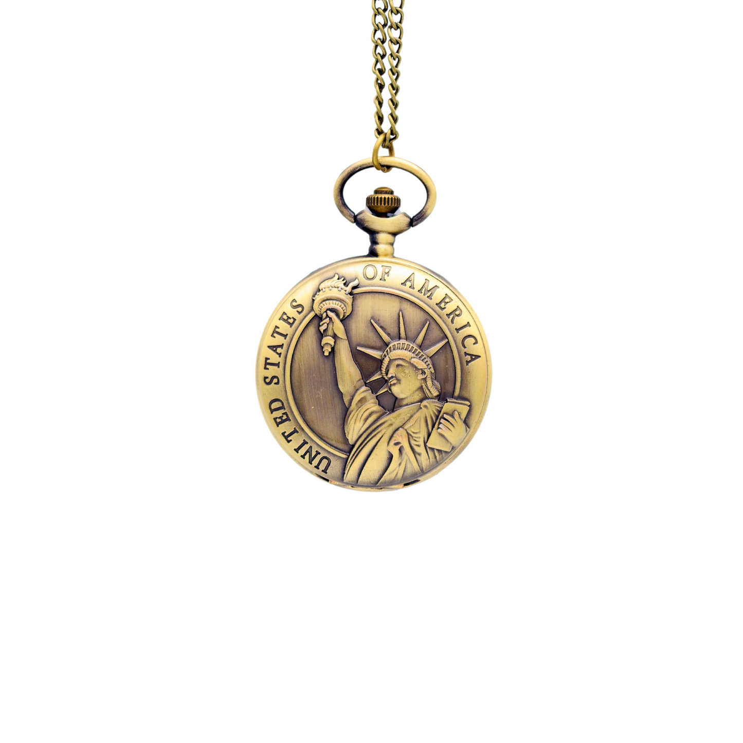 Reloj De Bolsillo Metálico Retro Estatua Libertad