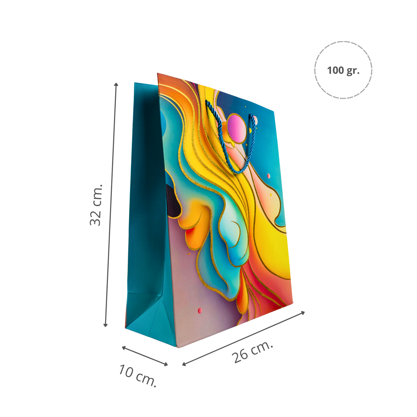 Bolsa de Regalo 32 X 26 X 10 CM Fluida Turquesa