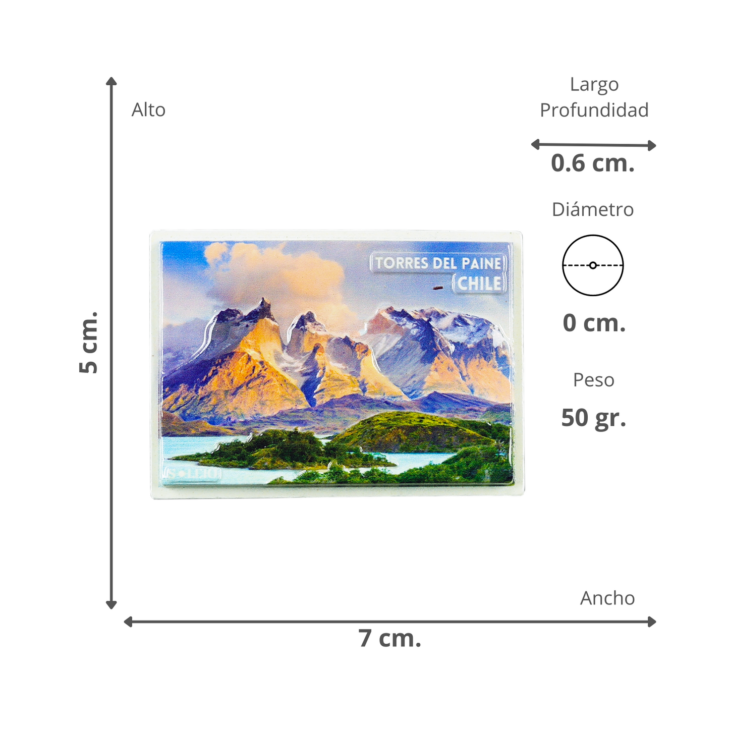 Imán Resina 3D Lugares de Chile Torres del Paine