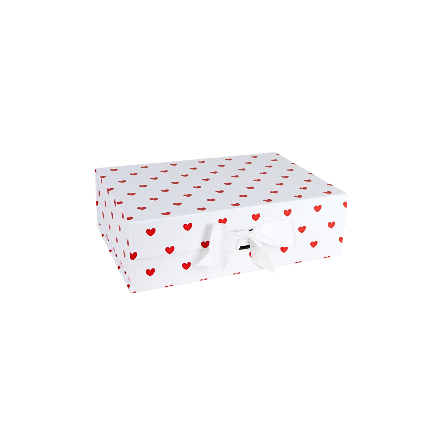 Pack 12 Cajas Para Regalos Polka Corazón Talla M Blanco