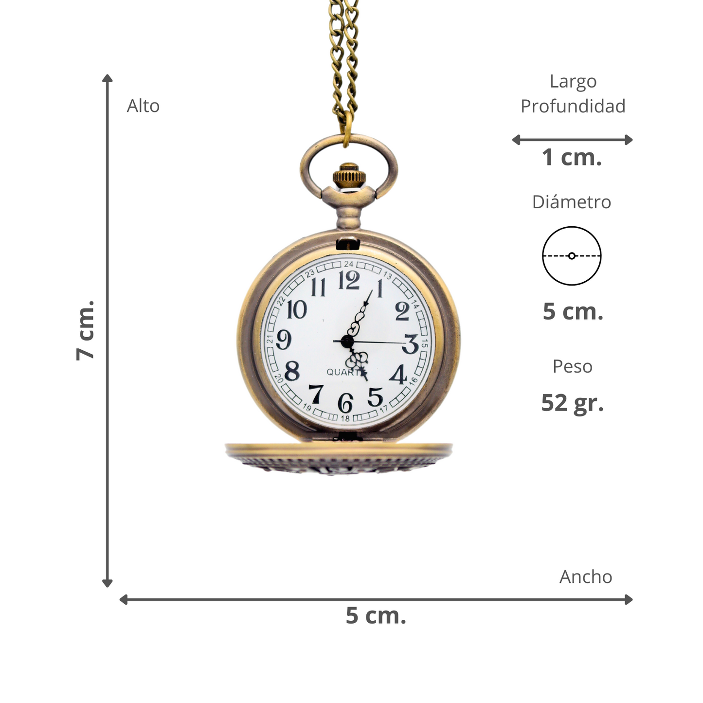 Reloj De Bolsillo Metálico Retro Esfera Mecánica