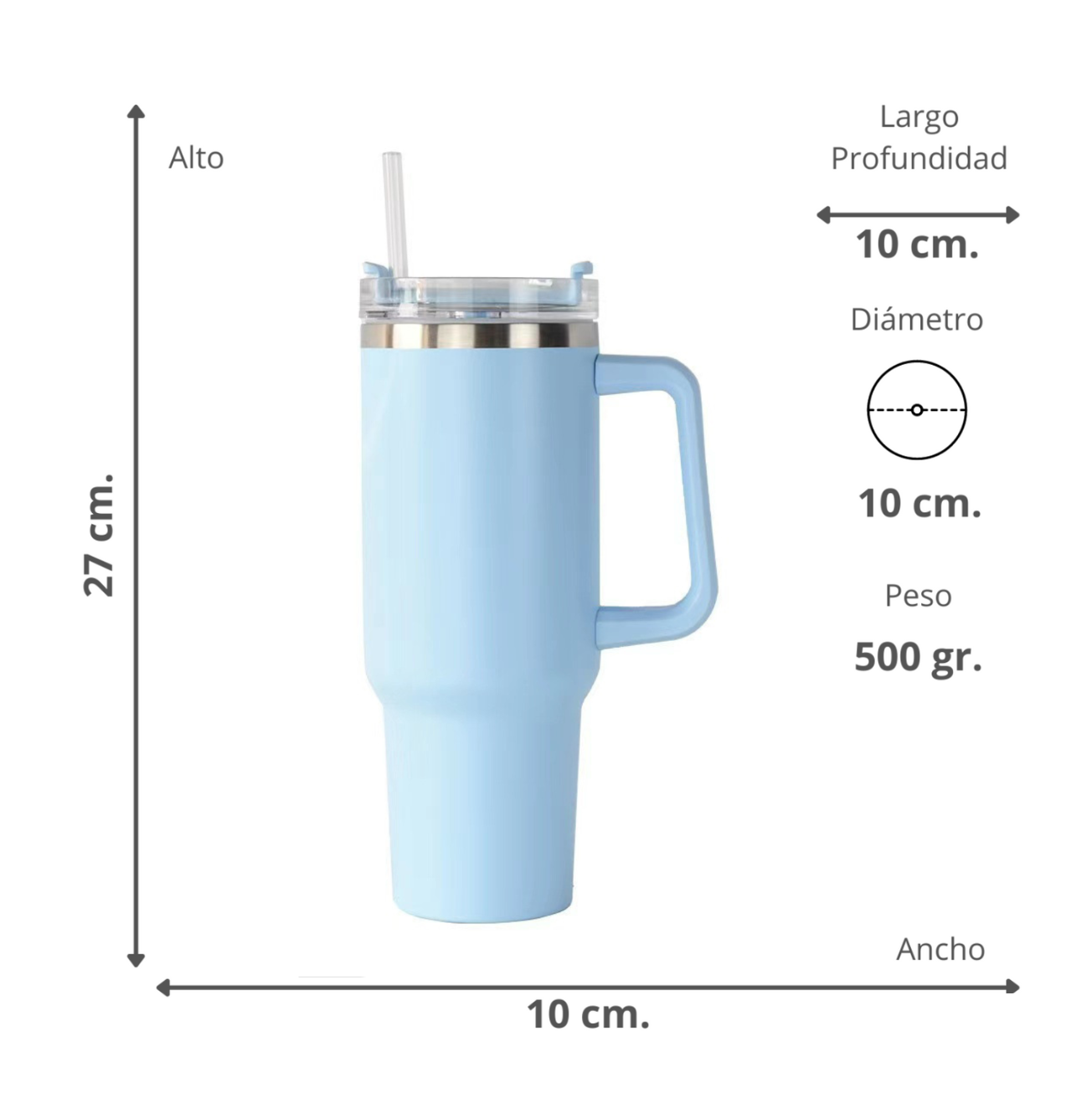 Vaso Térmico Auto Bombilla 1.18L Celeste