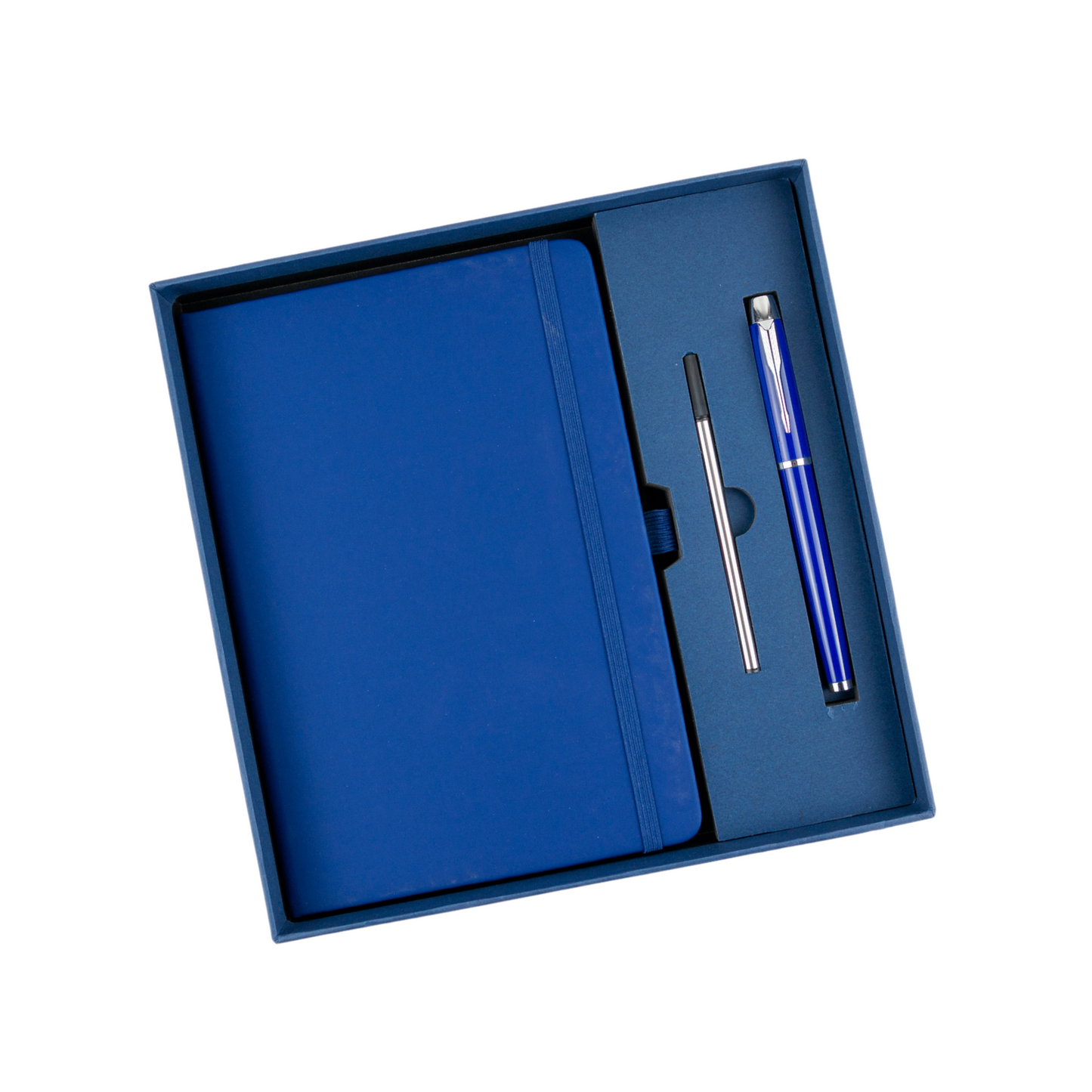Agenda Block De Notas Mas Bolígrafos En Caja De Regalo Azul