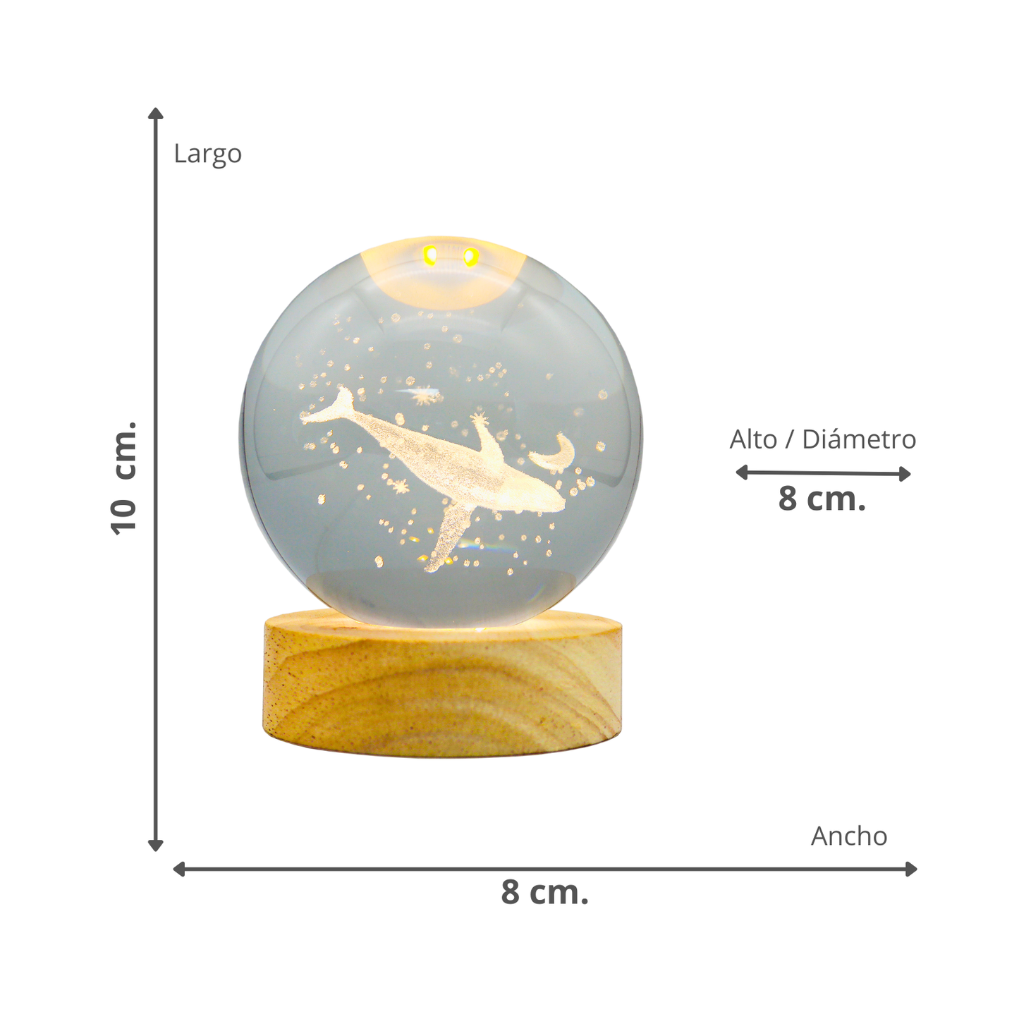Lampara Bola De Cristal LED Ballena