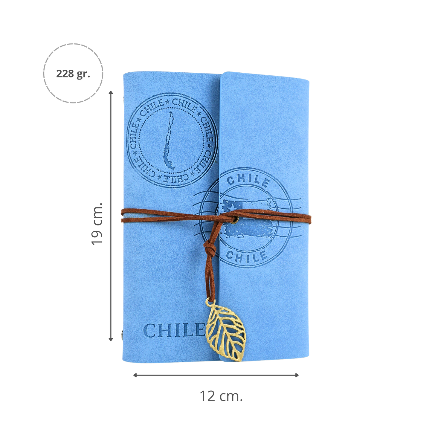 Cuaderno Block de Notas Chile Diseño Postal Azul A5 Ecocuero