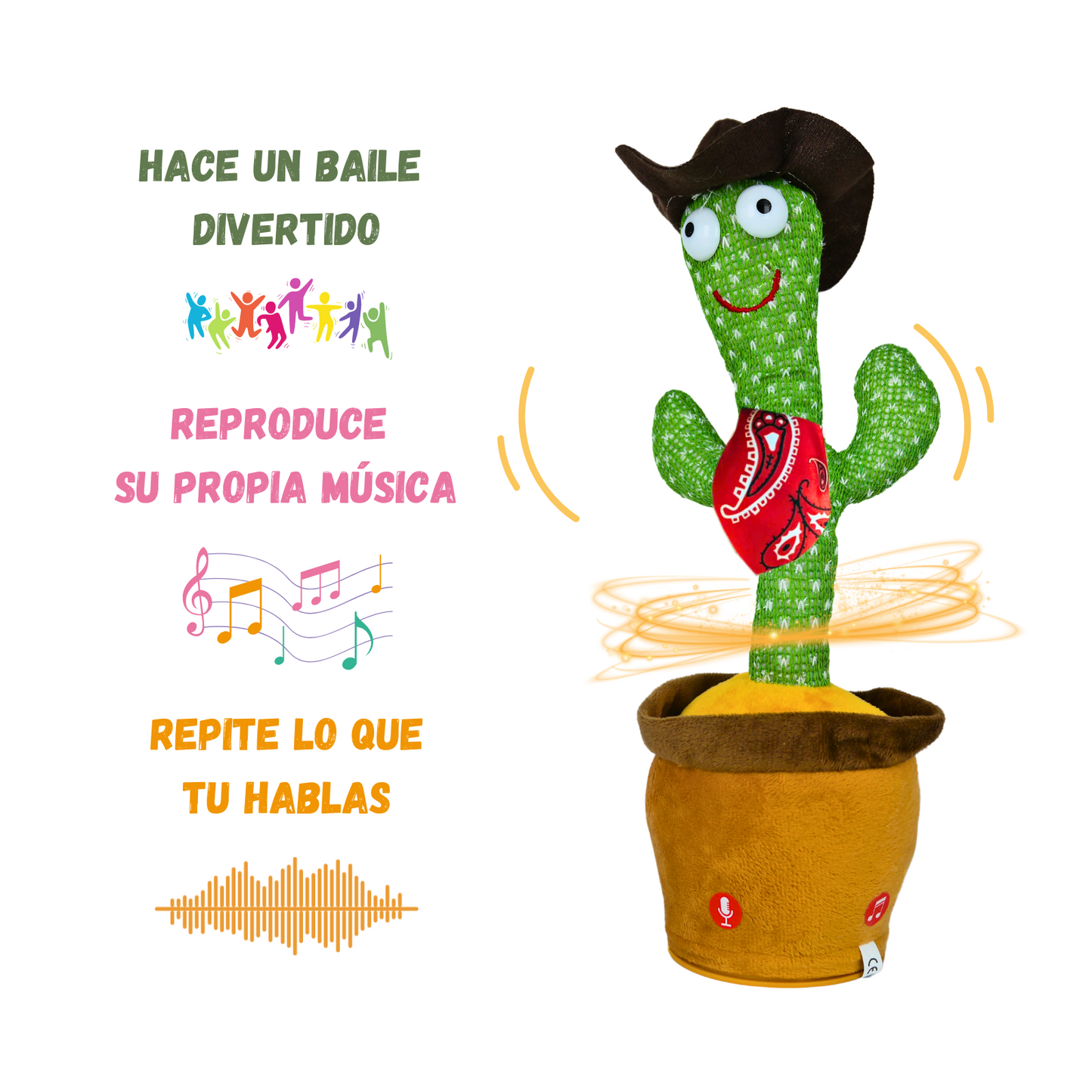 Cactus Bailarín Imita Voz Musical Juguete Felpa Cowboy