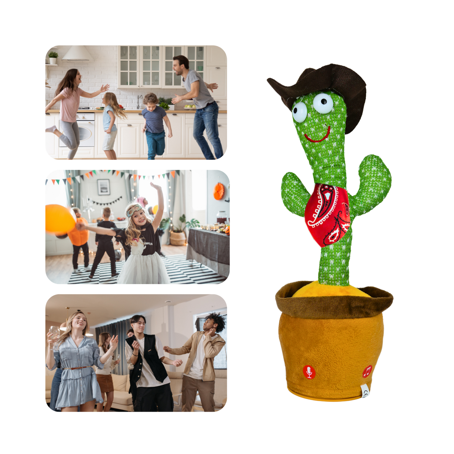 Cactus Bailarín Imita Voz Musical Juguete Felpa Cowboy
