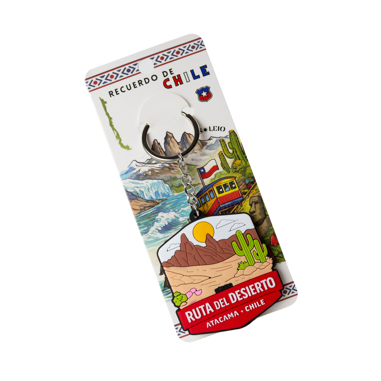 Llavero Souvenir de Chile en Goma Patch Travel Ruta del Desierto