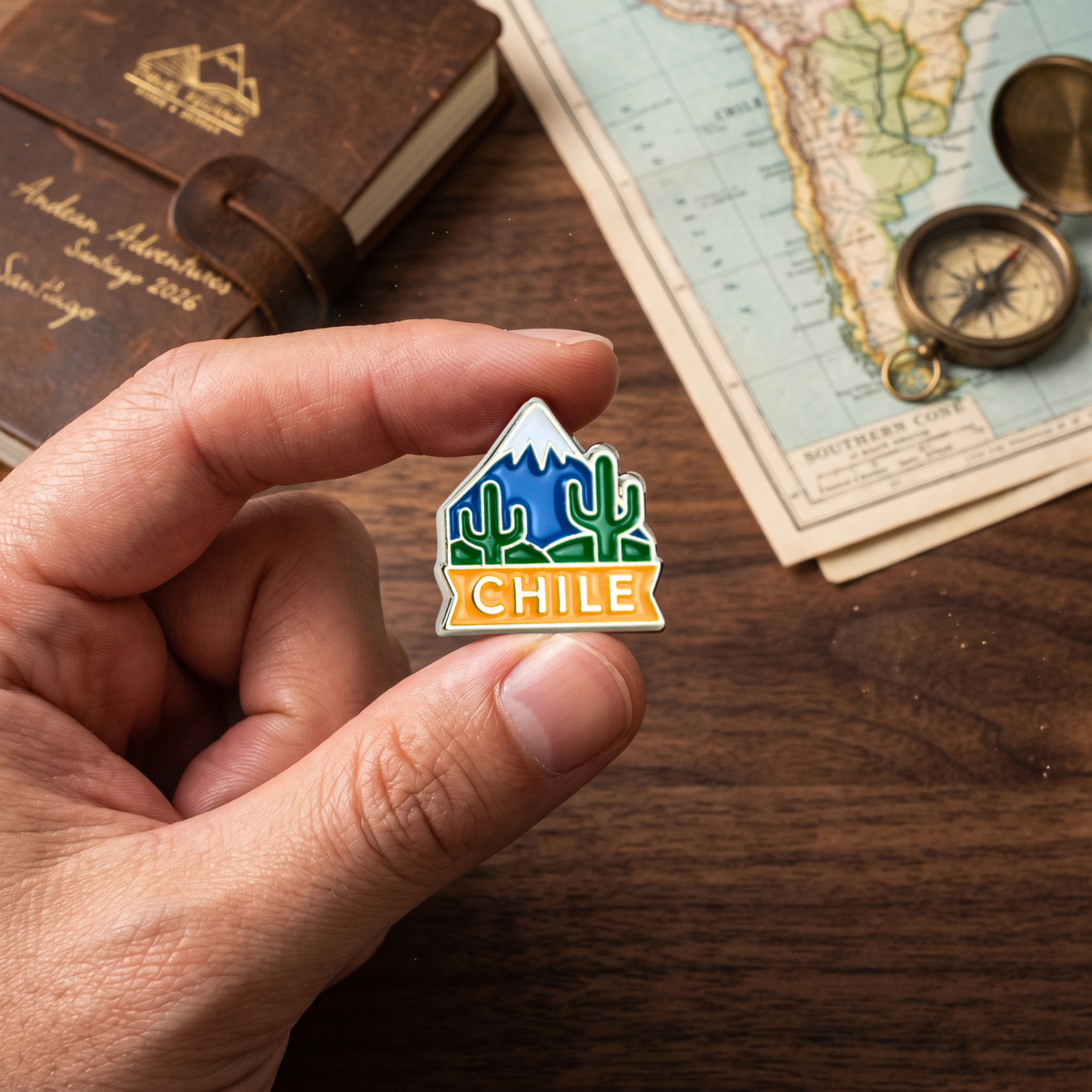 Pack 12 Pines Metal Souvenir Montañas Chile