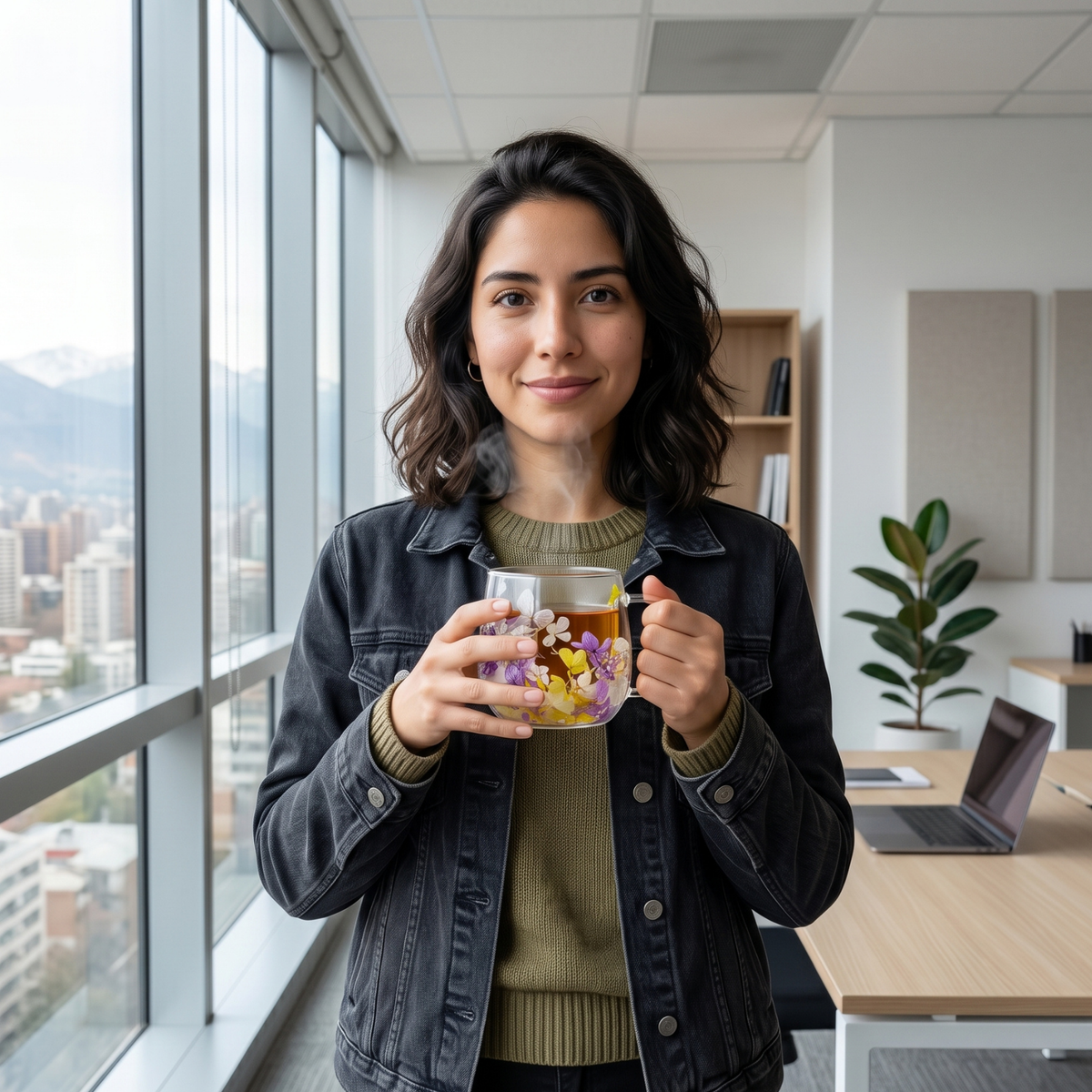 Pack 4 Tazas de Vidrio Flores Eternas Amarilla Lila