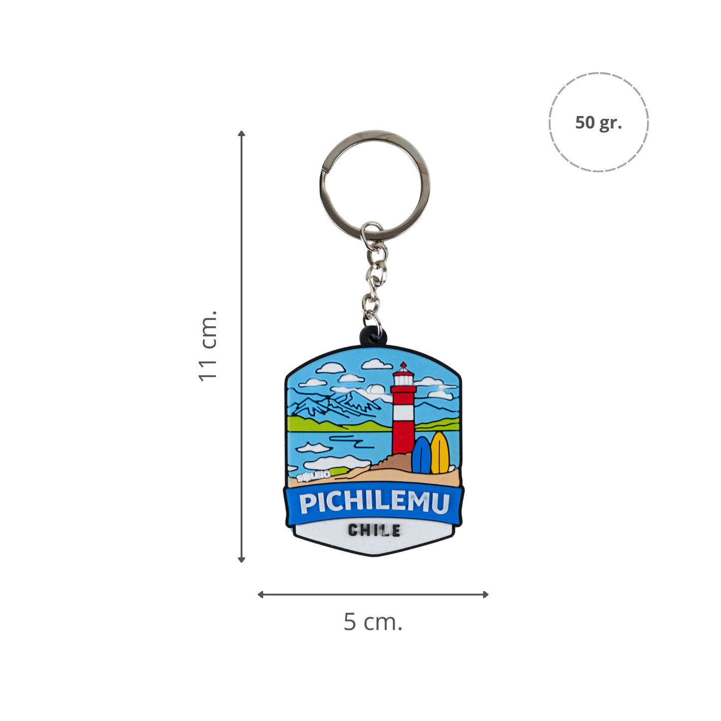 Llavero Souvenir de Chile en Goma Patch Travel Pichilemu