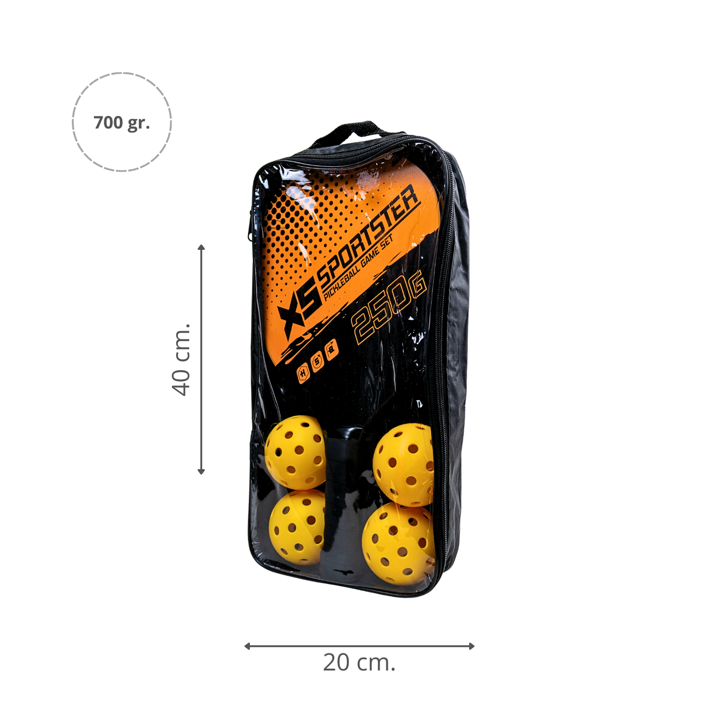 Set de Pickleball Combo 2 Paletas 4 Pelotas Playa Outdoor Amarillo