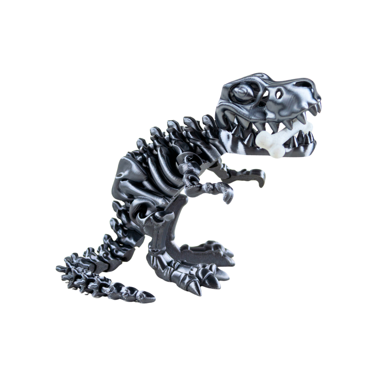 Juguete Dinosaurio T-Rex Tornasol Impresión 3D Plateado