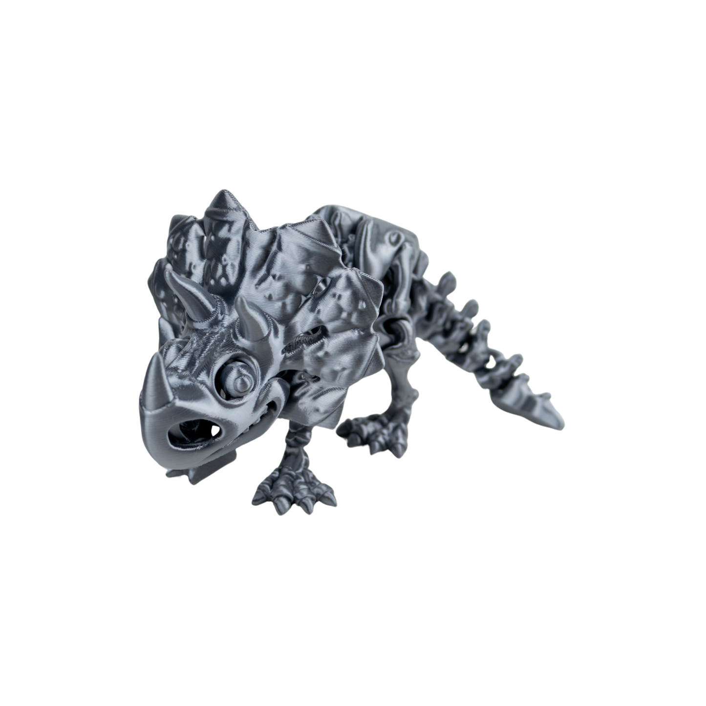 Juguete Dinosaurio Triceratops Tornasol Impresión 3D Plateado