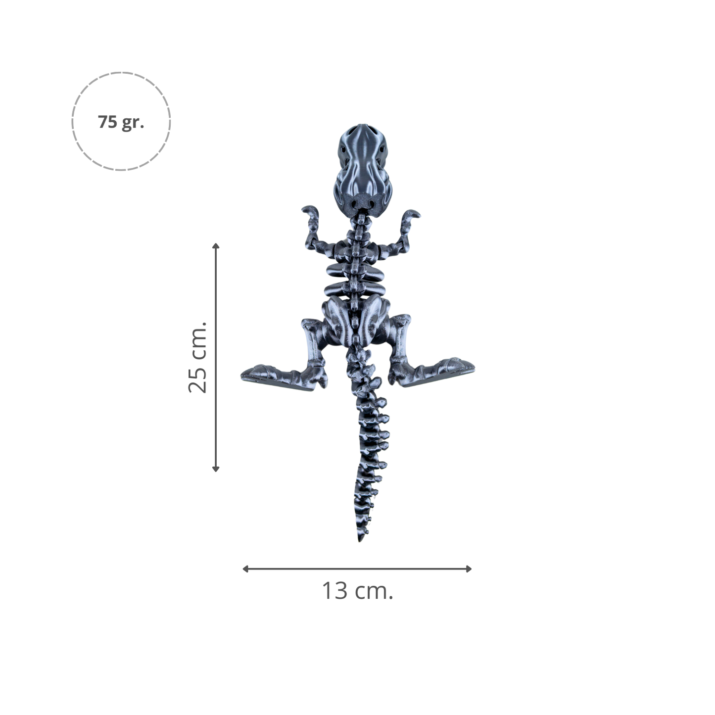 Juguete Dinosaurio T-Rex Tornasol Impresión 3D Plateado