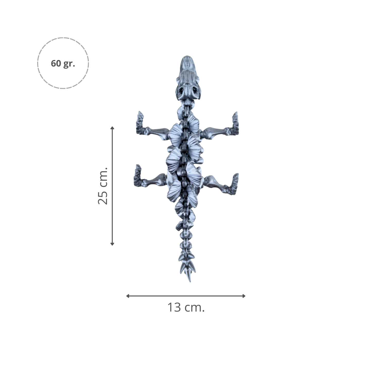 Juguete Dinosaurio Estegosaurio Tornasol Impresión 3D Plateado