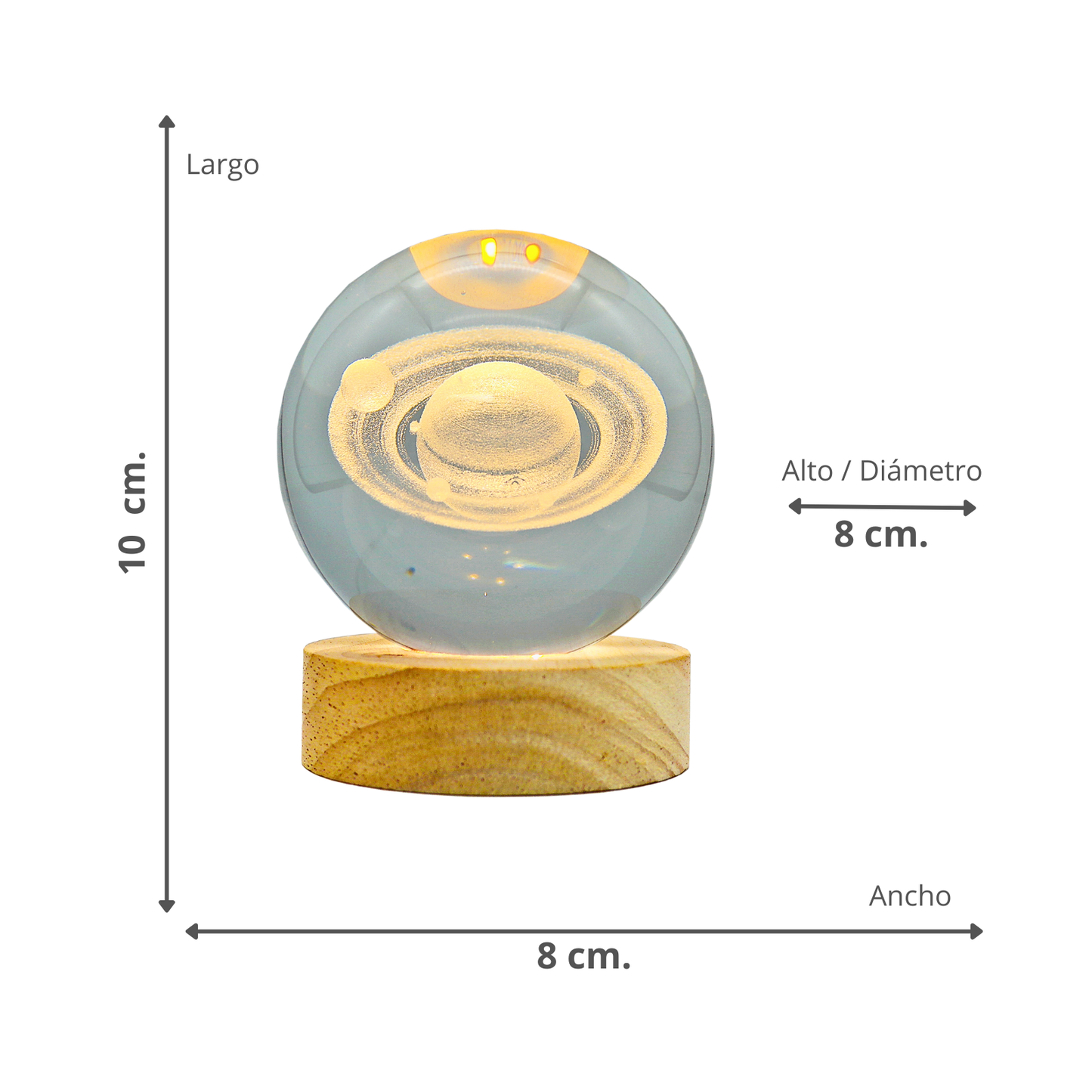 Lampara Bola De Cristal LED Saturno