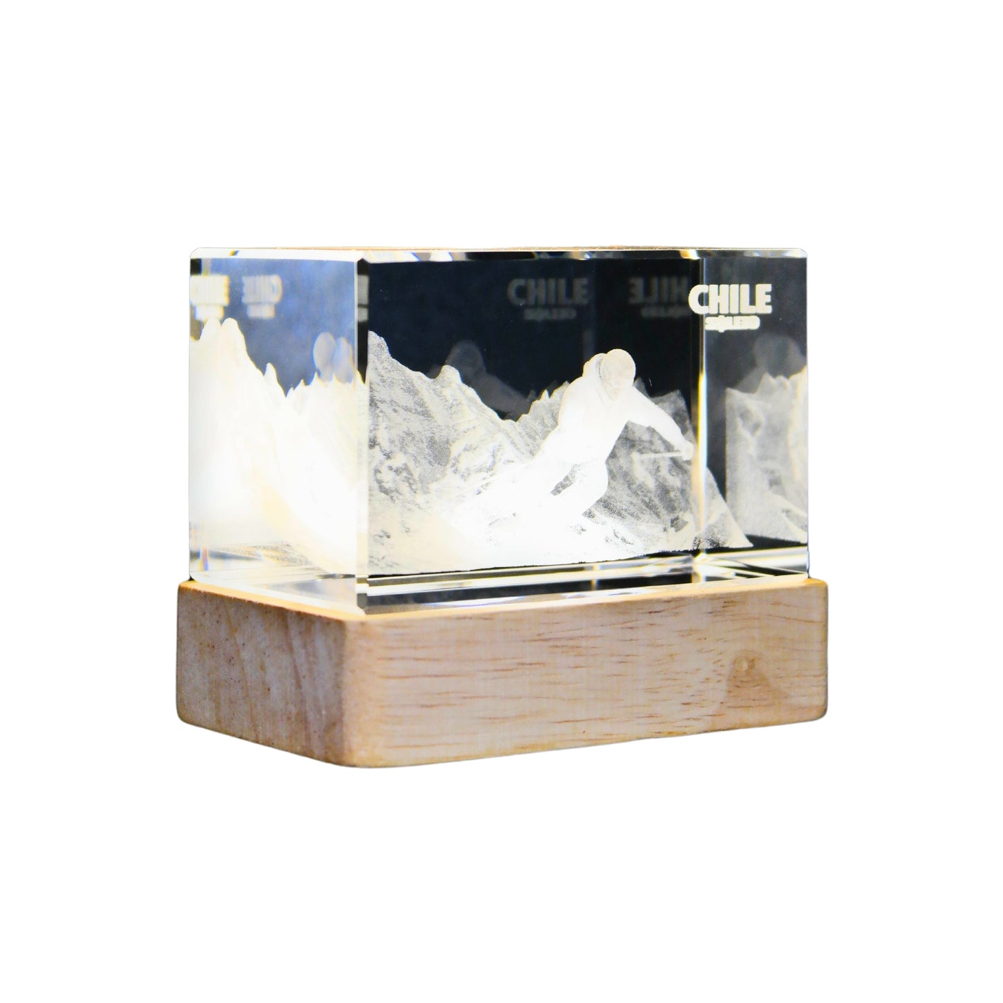 Cristal 3d Decorativo Con Base Led Valle Nevado